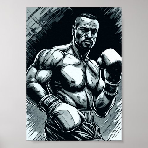 Boxing Champ Vintage Style Fighter Martial Arts Poster