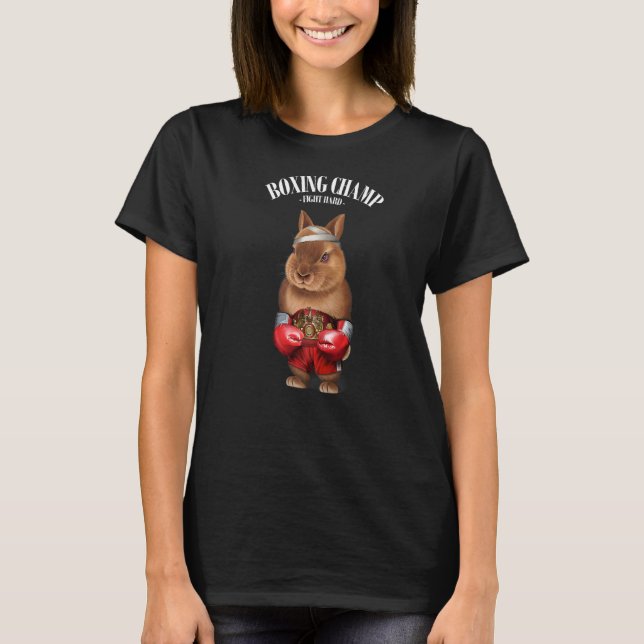 Boxing Champion Dwarf Rabbit Fighter  2 T-Shirt (Front)