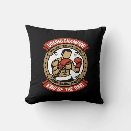 boxing champion king of the ring throw pillow