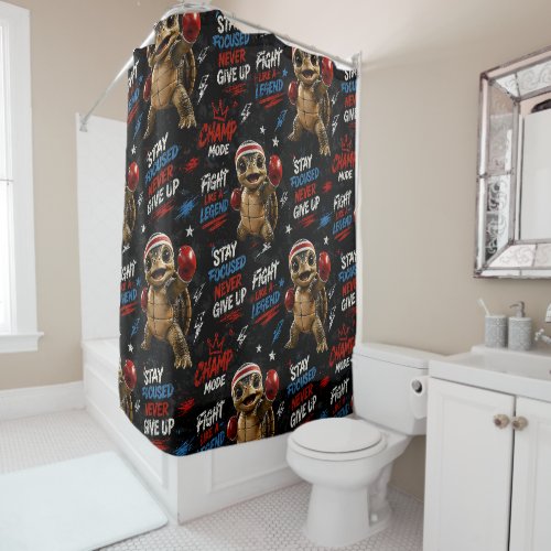 Boxing champion motivational pattern shower curtai curtain