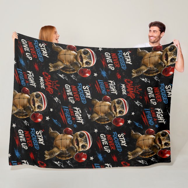 Boxing champion motivational pattern throw a blank fleece blanket (In Situ)