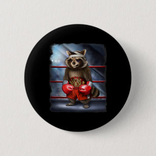 Boxing Champion Raccoon Fighter Button