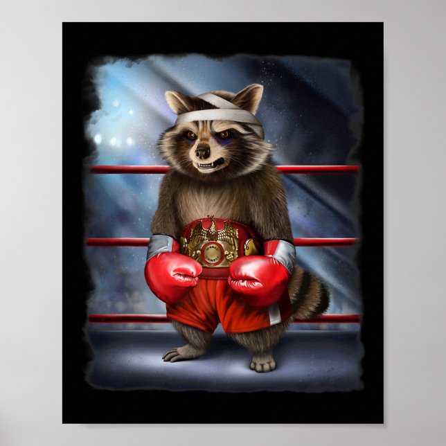 Boxing Champion Raccoon Fighter  Poster (Front)