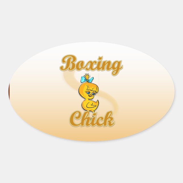 Boxing Chick Oval Sticker (Front)