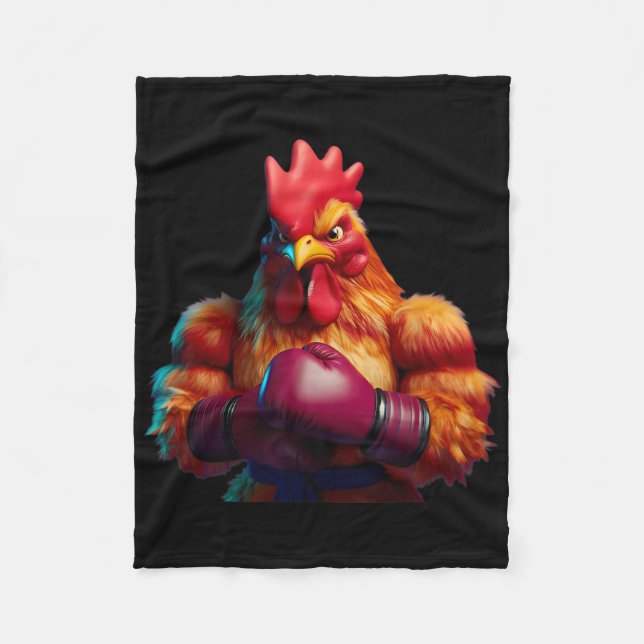 Boxing Chicken Boxer Kickboxer Mma Fighter Combat  Fleece Blanket (Front)