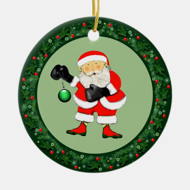 Boxing Christmas Collectible Ceramic Ornament (Front)