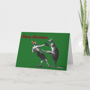 Boxing Christmas Kangaroo Holiday Card