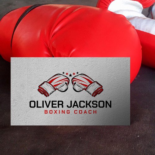 Boxing coach black and Red Gloves  Business Card