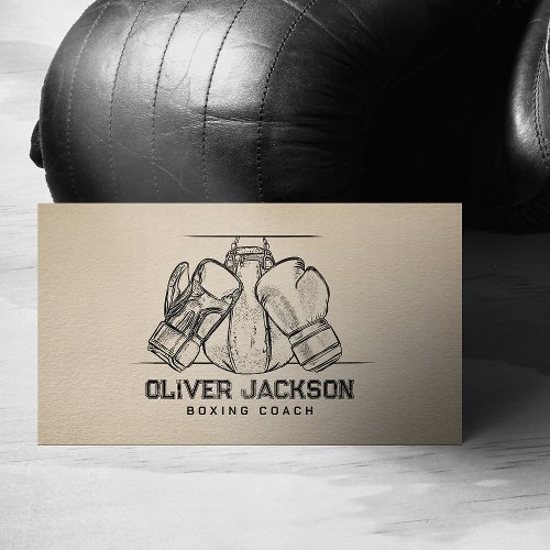 Boxing coach Gloves and bag drawing Business Card