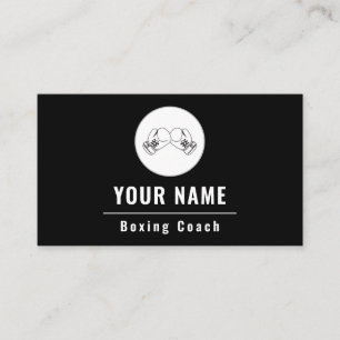 Boxing Coach Instructor Black & White Minimal Business Card
