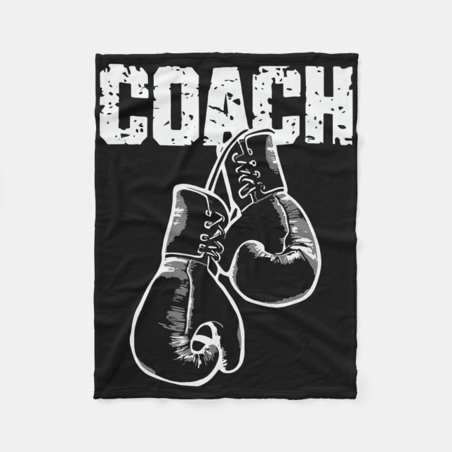 Boxing Coach Kickboxing Retro Boxing Gloves Boxer  Fleece Blanket (Front)