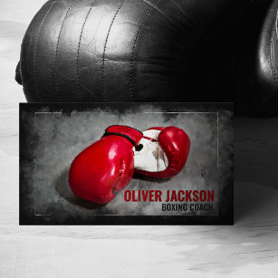 Boxing coach Red Gloves Drawing Business Card
