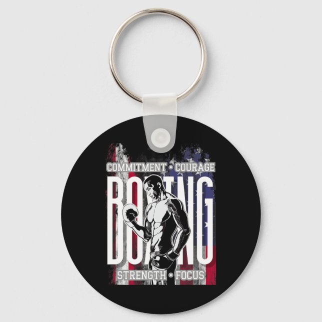 Boxing Commitment Courage Strength Focus  Keychain (Front)