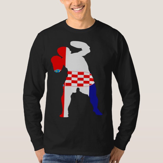 Boxing Croatia Flag Men Boys Box Male Competitive  T-Shirt (Front)