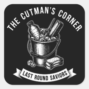 Boxing Cutman Bucket Vintage Design Square Sticker