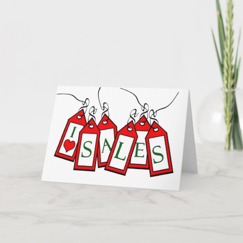 Boxing Day I Heart Sales Red Sale Tags Holiday Card