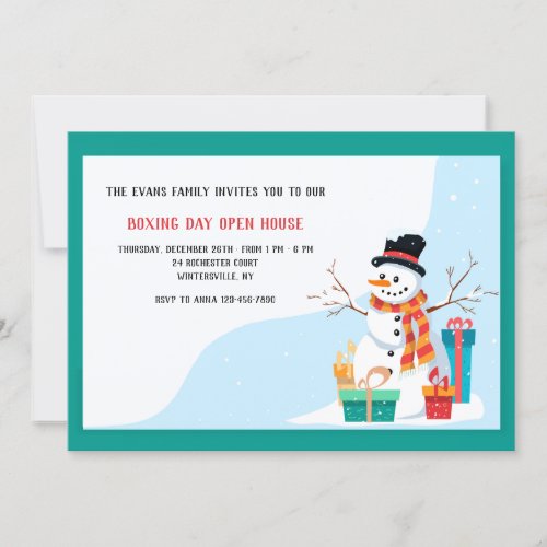 Boxing Day Snowman Holiday Invitation