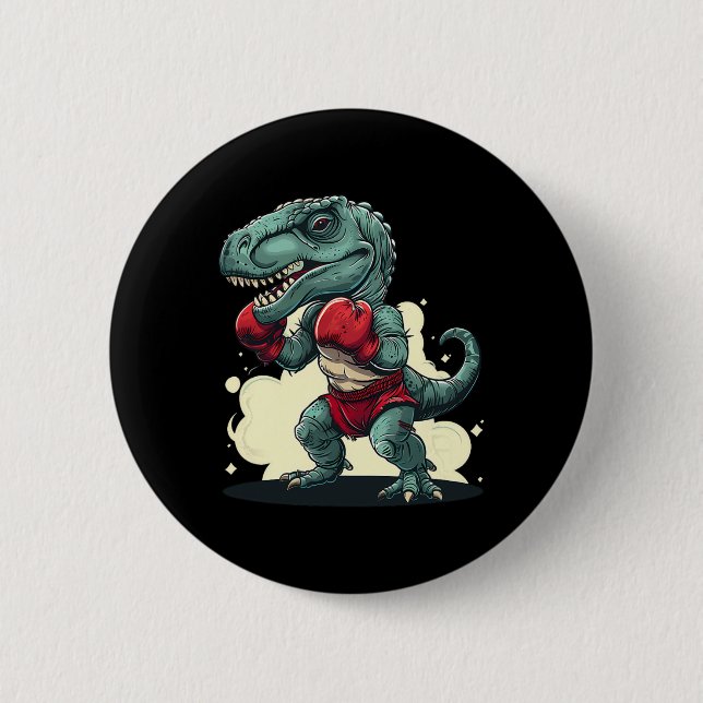 Boxing Dinosaur Boxer Dino Kickboxing T-rex Boxing Button (Front)