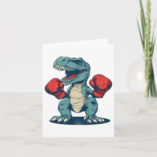 Boxing Dinosaur Boxer Dino Kickboxing T-rex Boxing Card (Front)