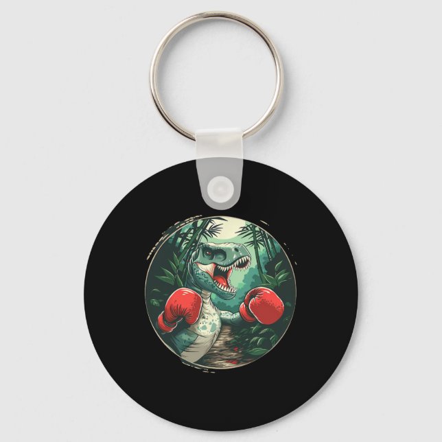 Boxing Dinosaur Boxer Dino Kickboxing T-rex Boxing Keychain (Front)