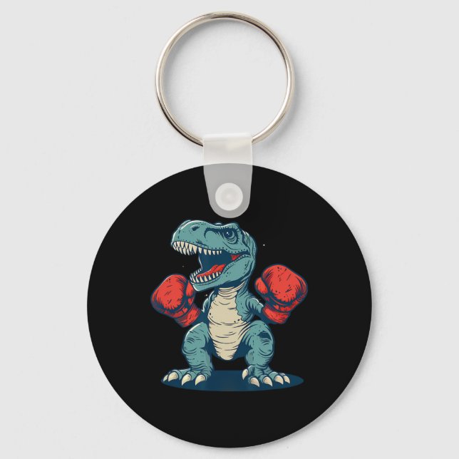Boxing Dinosaur Boxer Dino Kickboxing T-rex Boxing Keychain (Front)