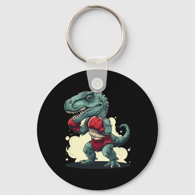 Boxing Dinosaur Boxer Dino Kickboxing T-rex Boxing Keychain (Front)
