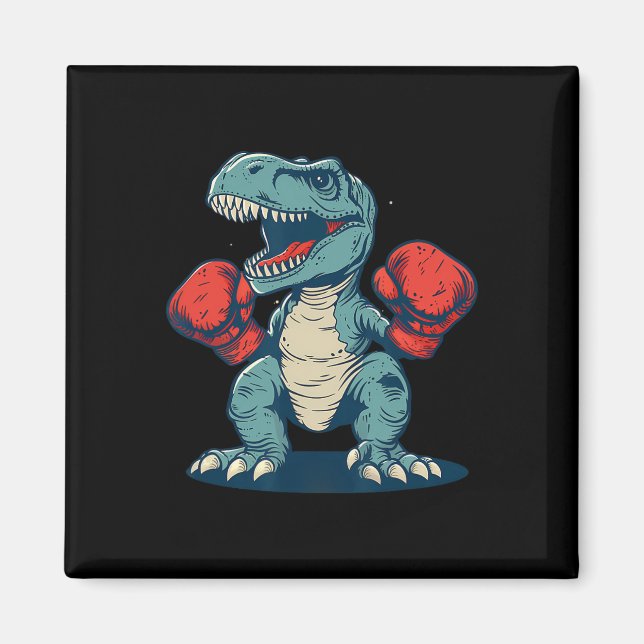 Boxing Dinosaur Boxer Dino Kickboxing T-rex Boxing Magnet (Front)