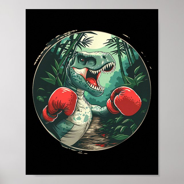 Boxing Dinosaur Boxer Dino Kickboxing T-rex Boxing Poster (Front)