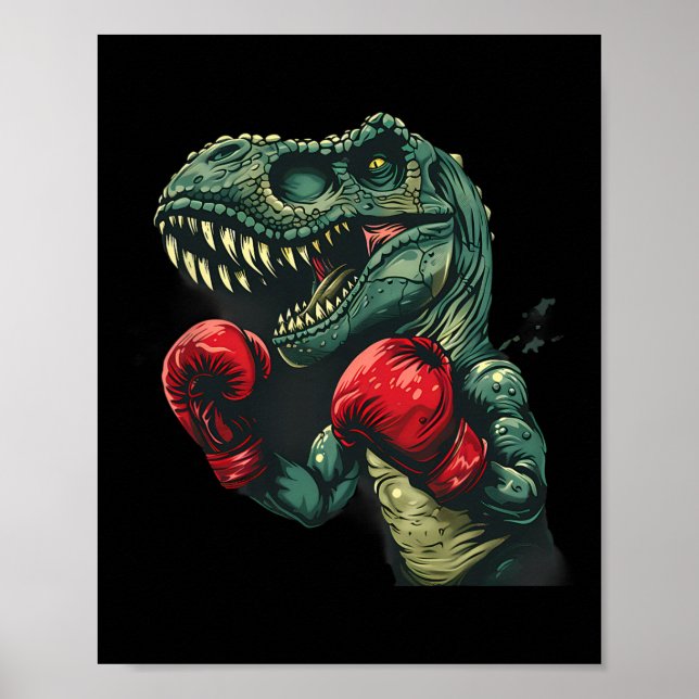 Boxing Dinosaur Boxer Dino Kickboxing T-rex Boxing Poster (Front)