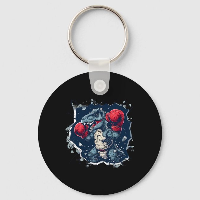 Boxing Dinosaur Boxer T-rex Kickboxing Dino Boxing Keychain (Front)