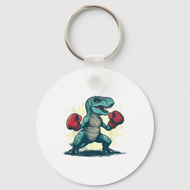 Boxing Dinosaur Boxer T-rex Kickboxing Dino Boxing Keychain (Front)