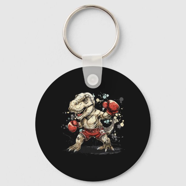 Boxing Dinosaur Boxer T-rex Kickboxing Dino Boxing Keychain (Front)