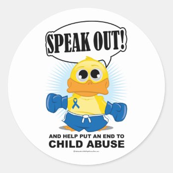 Boxing Duck Child Abuse Classic Round Sticker by fightcancertees at Zazzle
