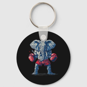 Boxing Elephant With Boxing Gloves Kickboxing Funn Keychain