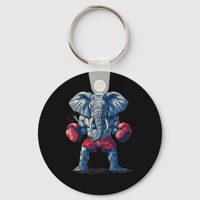 Boxing Elephant With Boxing Gloves Kickboxing Funn Keychain (Front)