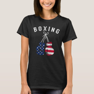 Boxing For Him Dad Men Box Gloves American Flag U T-Shirt