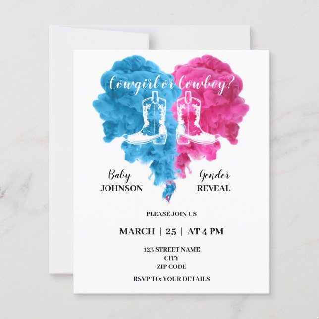 Boxing gender reveal party invitations (Front)