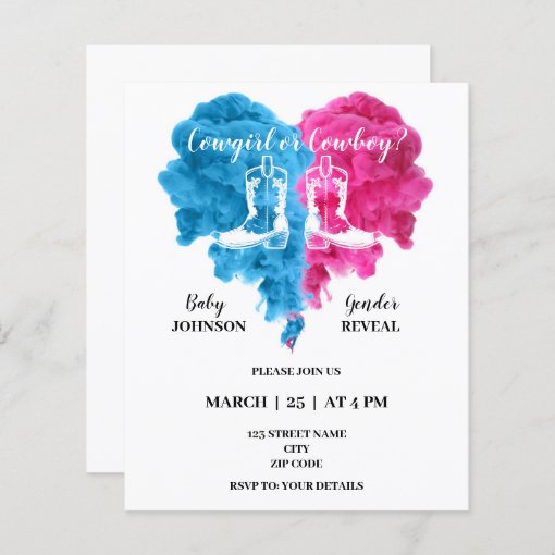 Boxing gender reveal party invitations Zazzle