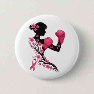 Boxing Girl Breast Cancer Awareness Pin