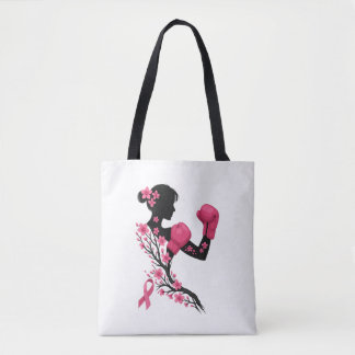 Boxing Girl Breast Cancer Awareness Tote Bag