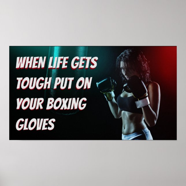 Boxing Girl Workout Motivational Quote Poster (Front)