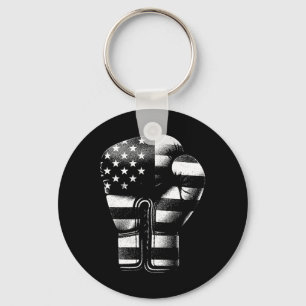 Boxing Glove American Flag - Vintage Patriotic Box Keychain
