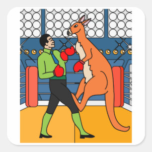Boxing Glove Boxing Kangaroo Fighting Square Sticker