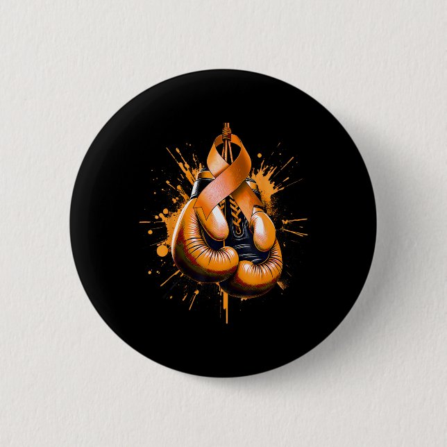 Boxing Glove Orange Ribbon Multiple Sclerosis Awar Button (Front)