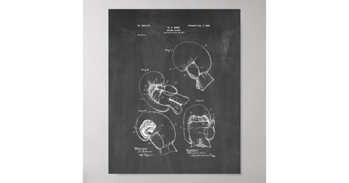 Boxing Glove Patent - Chalkboard Poster | Zazzle.com