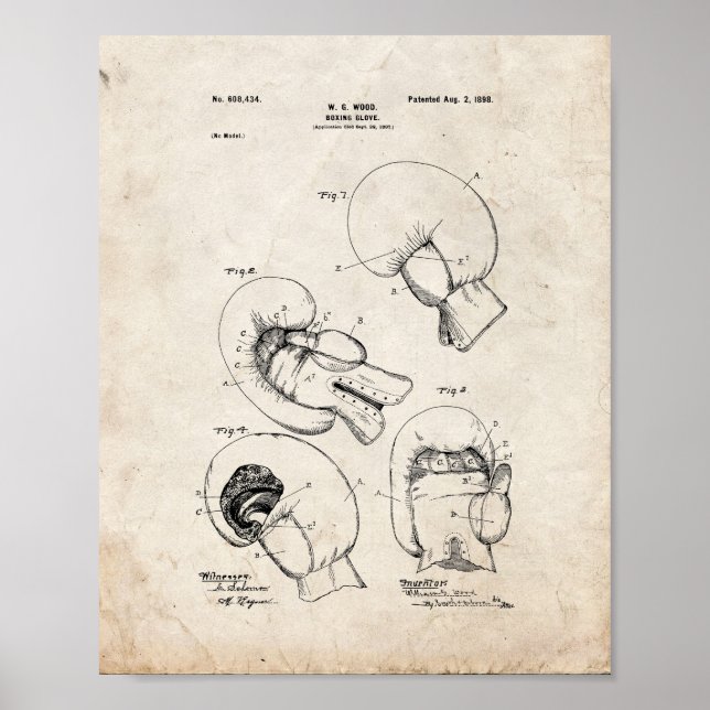 Boxing Glove Patent - Old Look Poster (Front)