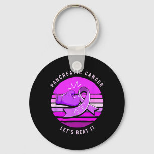 Boxing Glove Ribbon Lets Beat Retro Pancreatic Can Keychain