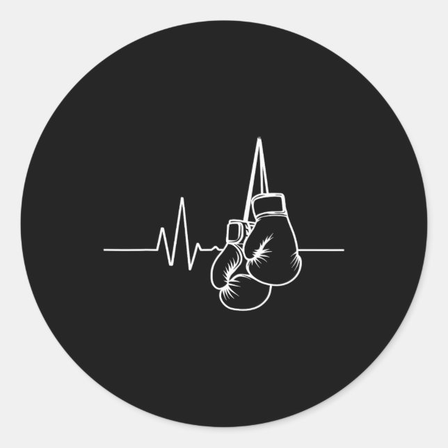 Boxing Gloves And Heartbeat  Classic Round Sticker (Front)