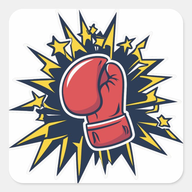 Boxing Gloves Art Square Sticker (Front)
