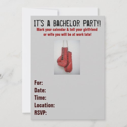 Boxing Gloves Bachelor Party Invitations